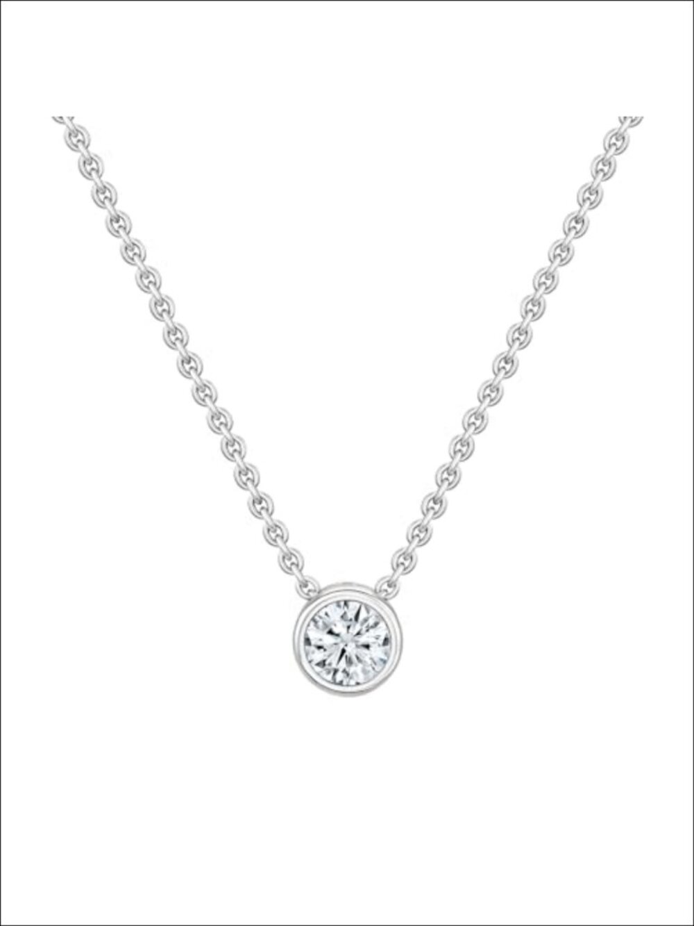 925 Sterling Silver Lab Grown Diamond Solitaire Pendant Necklace 18 Inch